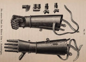 Fig. 20: Die eiserne Hand des Ritter Götz v. Berlichingen" in: Ernst Kapp, Grundlinien einer Philosophie der Technik. Zur Entstehungsgeschichte der Cultur aus neuen Gesichtspunkten, George Westermann: Braunschweig 1877, S. 102.