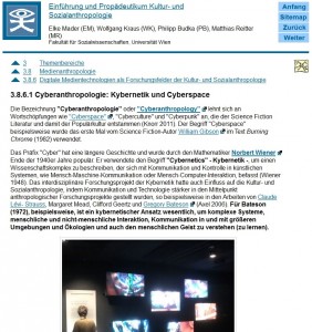 Screenshot der offenen und kostenlosen digitalen Lernunterlage für die Vorlesung „Einführung und Propädeutikum Kultur- und Sozialanthropologie“ an der Universität Wien.
