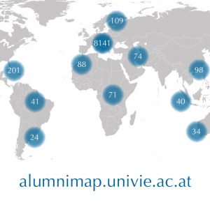 Auf der Alumni-Map finden sich zahlreiche Alumni (© Alumniverband Universität Wien)