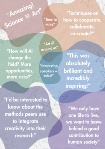 Feedback from the workshop participants, as quotes in colorful bubbles