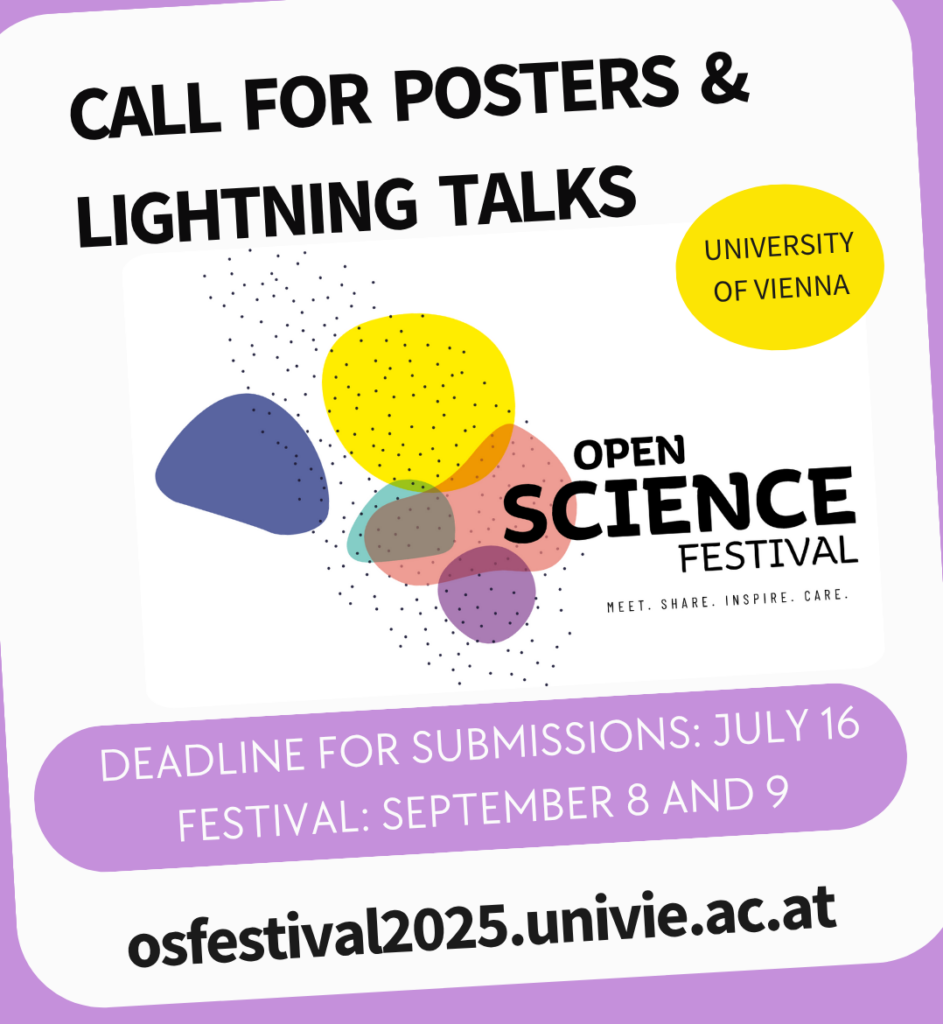 Call for Posters & Lightning Talks for the Open Science Festvial. Deadline for submissions: July 16. Festival: September 8 and 9.